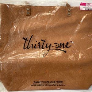 BRAND NEW Thirty-one "Around Town Tote" bag in Caramel Charm Pebble